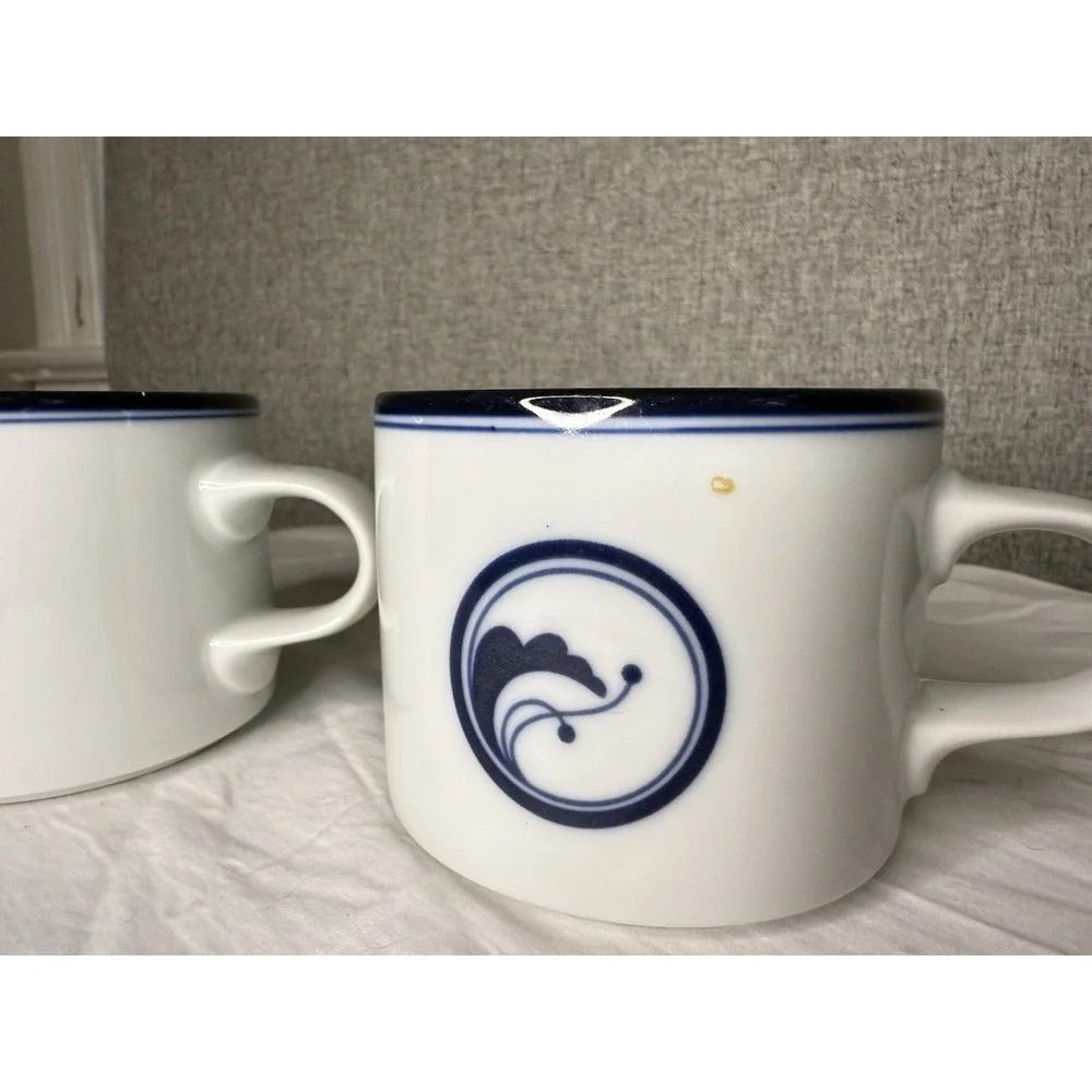 Set Of 2 Dansk Flora Juniper Blue and White Tea Cup Porcelain‎ Japan